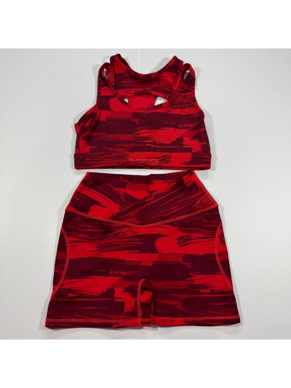 Alphalete Two-Piece Tracksuit Women's S Red Brushstroke Camu Gym Performance